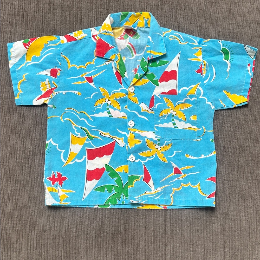 Vintage 80s 90s tropical print Hawaiian shirt Size Small